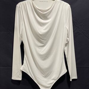 Abercrombie & Fitch Cream Long Sleeve Bodysuit